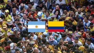 Colombian and Argentina fans are trying to enter the Hard Rock Stadium. (Source: Optus Sports)