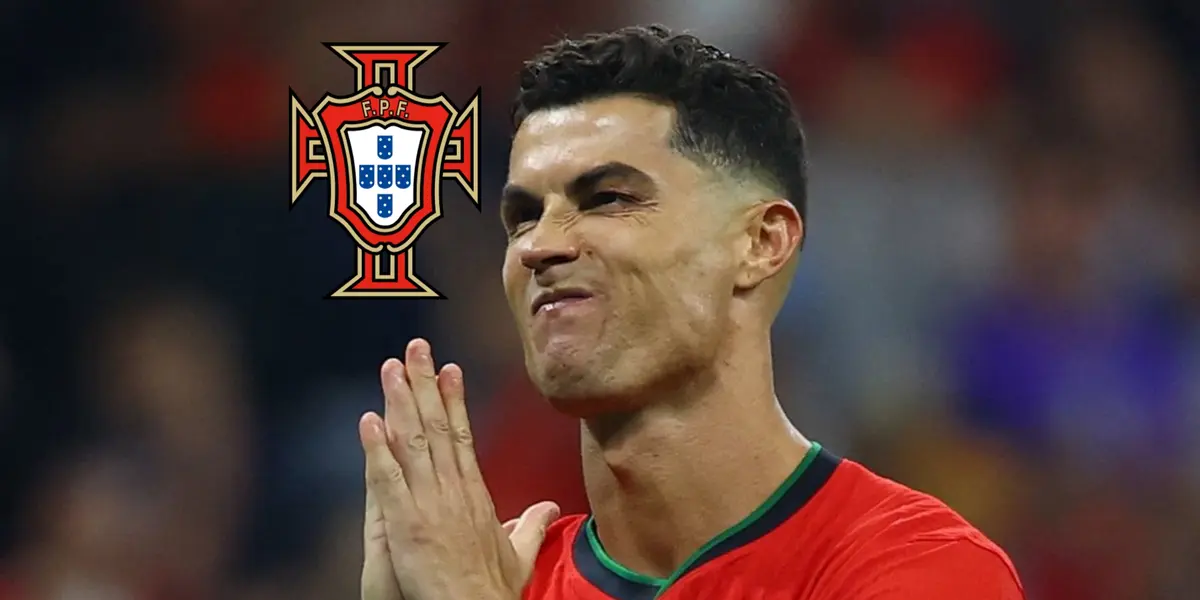 Cristiano Ronaldo apologizes to the fans as he wears the Portugal jersey and the Portuguese national team badge is next to him. (Source: CFC Janty X)