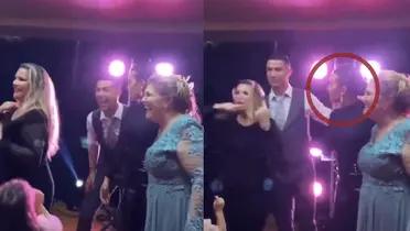 Cristiano Ronaldo receives a strong look from Georgina Rodríguez at the New Year's celebration.