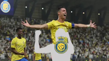 Cristiano Ronaldo shouts with joy while wearing the Al Nassr jersey and a mystery player had the Al Nassr badge.