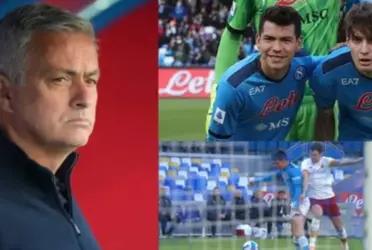 Hirving Lozano returned to the starting lineup with Napoli and in 10 minutes caused a penalty in favor of the light blue team, this is how José Mourinho reacted.