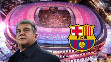 Joan Laporta admiring his FC Barcelona team at the stadium.