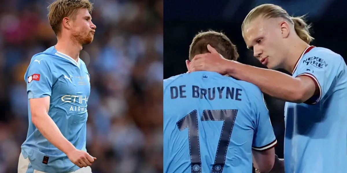 Kevin De Bruyne's reaction after losing to Arsenal in the final for his mistake