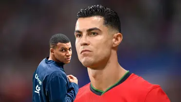 Kylian Mbappé looks back with a France jacket while Cristiano Ronaldo stares with a Portugal jersey on. (Source: KM 10 Zone, GOATTWORLD X)