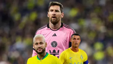 Lionel Messi tired while playing for Inter Miami; Neymar smile with Brazil and Cristiano Ronaldo focused at Al Nassr.