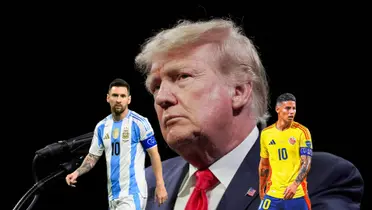Lionel Messi wears the Argentina jersey and Colombia wears the Colombia jersey while Donald Trump is in a press conference. (Source: REUTERS, USA TODAY, FOX SPORTS)