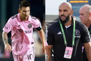 Lionel Messi's bodyguard takes care of the Argentine before the match against LAFC