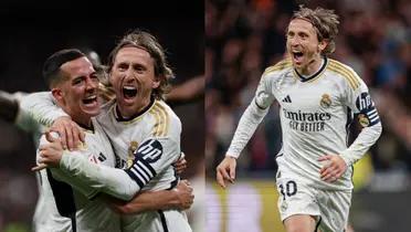 Modric scores for Real Madrid after just six minutes coming on from the bench.