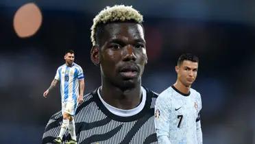 Paul Pogba looks down as Lionel Messi and Cristiano Ronaldo look tired with their national teams. (Source: Getty Images)