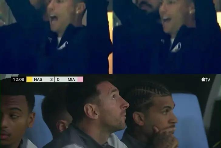 Devastated, the image of Lionel Messi watching Inter Miami vs Al Nassr