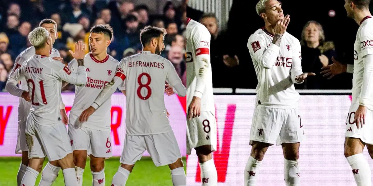 Antony scores his first goal of the season for Manchester United in the FA Cup.