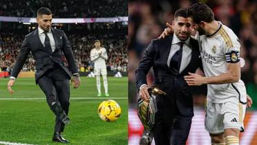 Beofre the Real Madrid vs Sevilla game, UFC featherweight champion Ilia Topuria receives welcome from the Bernabeu.
