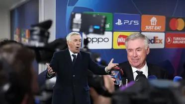 Carlo Ancelotti complains during the match but he smiles after the game with journalists.