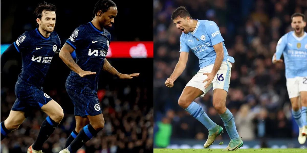 Chelsea and Manchester City drew 1-1 after a late Rodri goal in the second half.