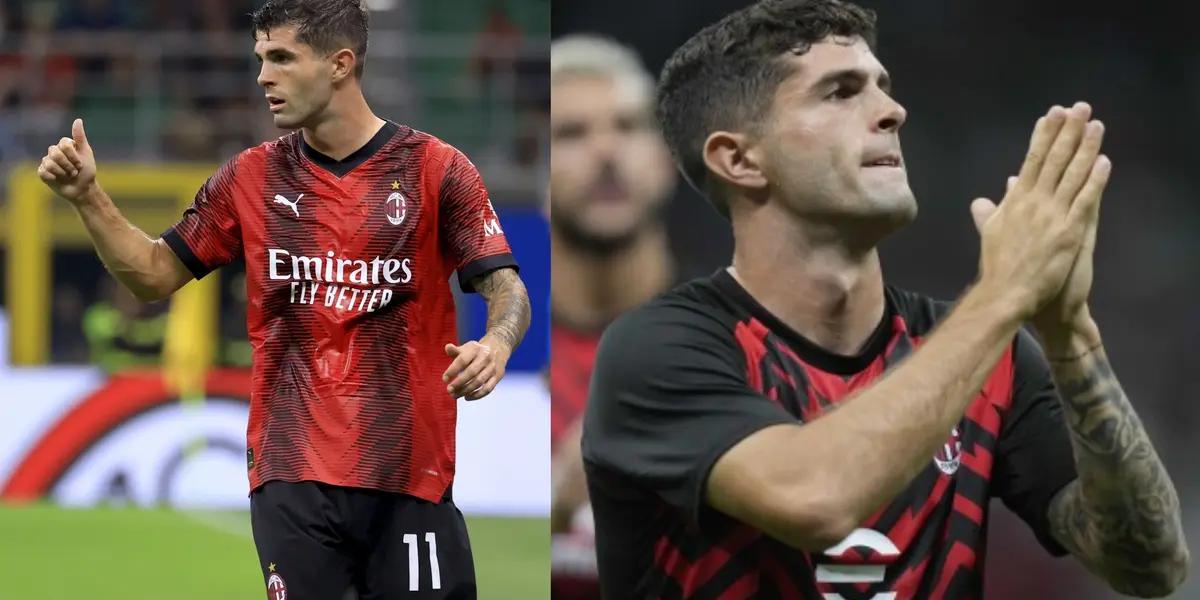 Chirstian Pulisic with the AC Milan jersey.