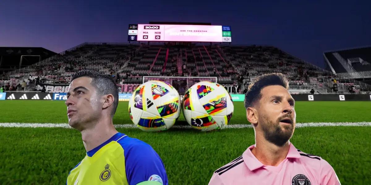 Cristiano Ronaldo and Lionel Messi focused with their teams.