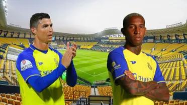 Cristiano Ronaldo and Talisca with the Al Nassr jersey.