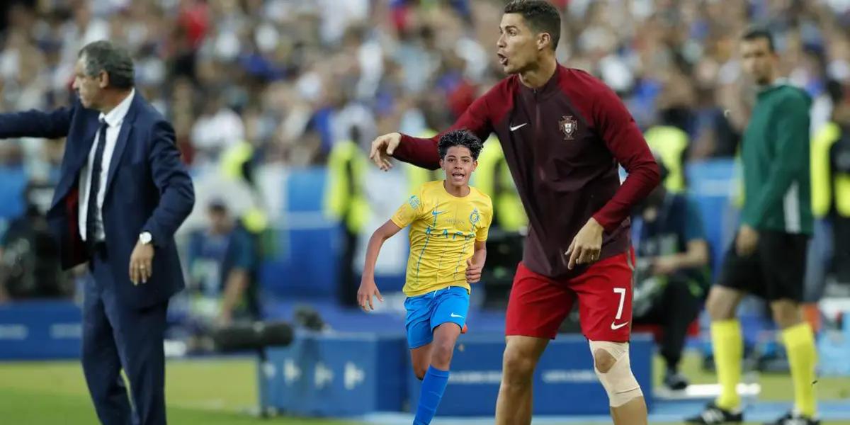 Cristiano Ronaldo giving instructions to his Portugal national team teammates.