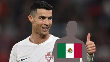 Cristiano Ronaldo happy with the thumbs up while wearing the away Portugal jersey.