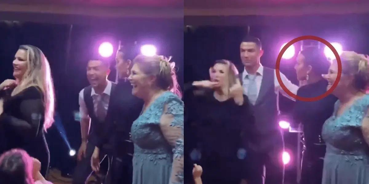 Cristiano Ronaldo receives a strong look from Georgina Rodríguez at the New Year's celebration.
