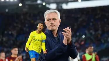 Cristiano Ronaldo screams with Al Nassr while Jose Mourinho claps to the Roma fans.