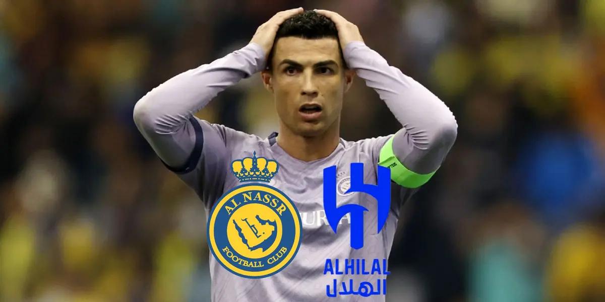 Cristiano Ronaldo shocked during an Al Nassr match.