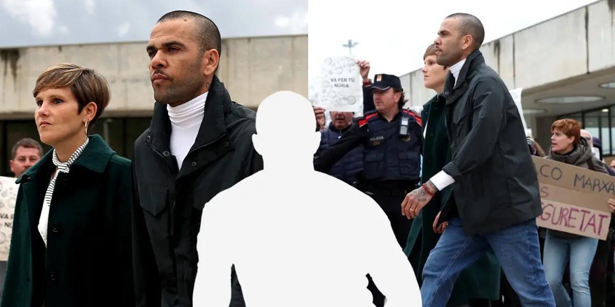 Dani Alves, along with his lawyer Ines Guardiola, walking out of the prison.