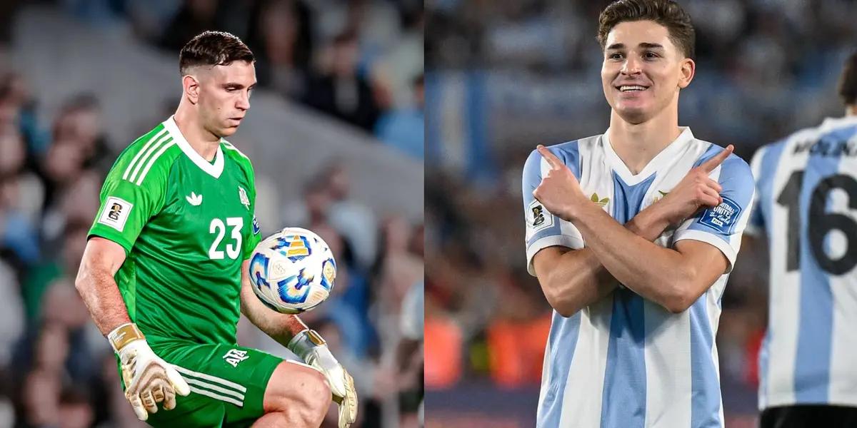 Dibu Martinez y Julian Alvarez