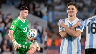 Dibu Martinez y Julian Alvarez