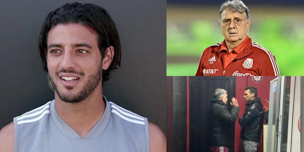 Gerardo Martino is questioned on the subject of his trips to Argentina and not watching Mexican soccer. While this is happening, this is what Vela says about returning.