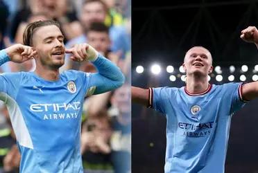 Haaland's reaction to Jack Grealish's goal