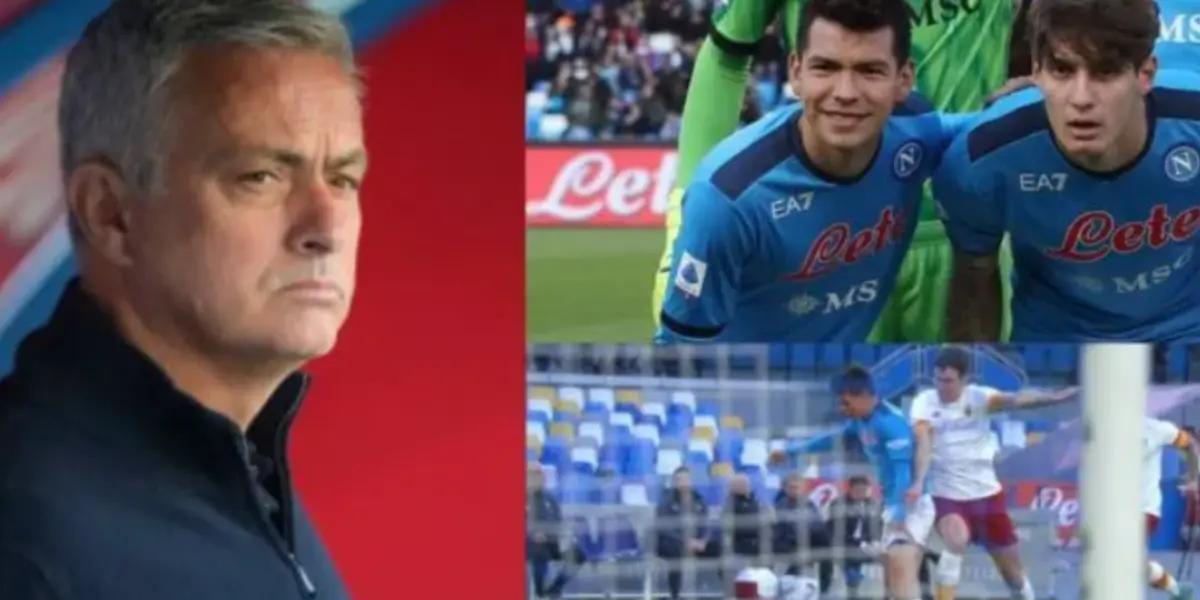 Hirving Lozano returned to the starting lineup with Napoli and in 10 minutes caused a penalty in favor of the light blue team, this is how José Mourinho reacted.
