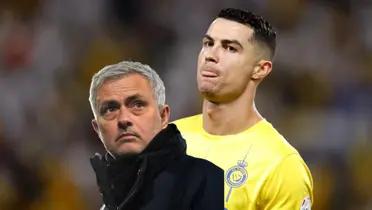 Jose Mourinho focuses with Al Nassr while Jose Mourinho looks up.