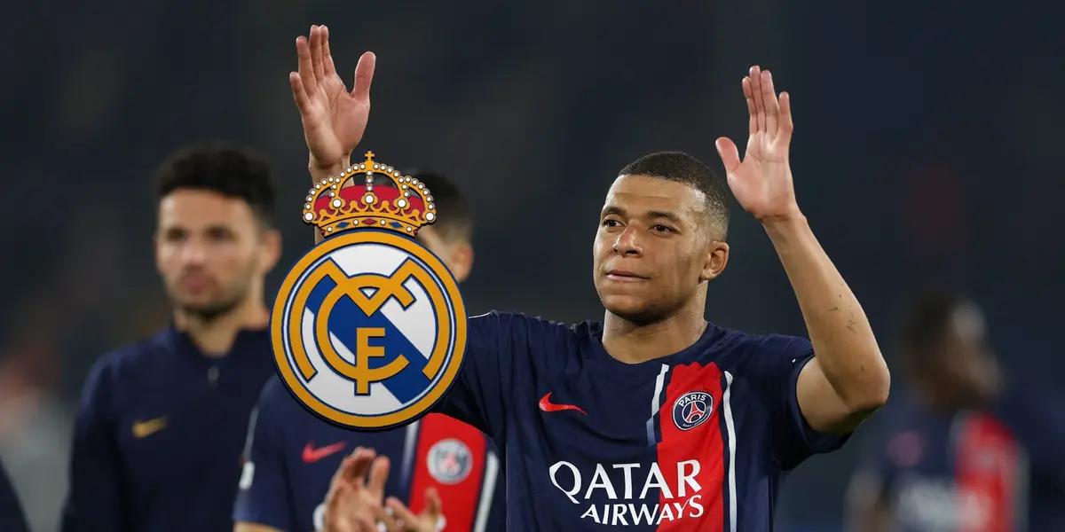 Kylian Mbappé claps to the PSG fans at the Parc des Princes.