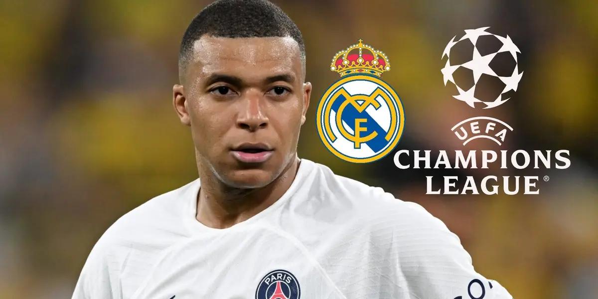 Kylian Mbappé looks at his PSG team in the Champions League.