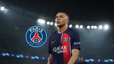 Kylian Mbappé looks at the PSG fans after being eliminated from the competition.