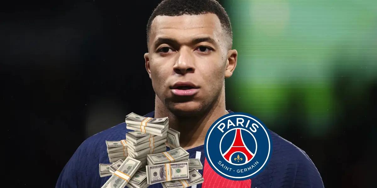 Kylian Mbappé worried while playing in a PSG jersey.