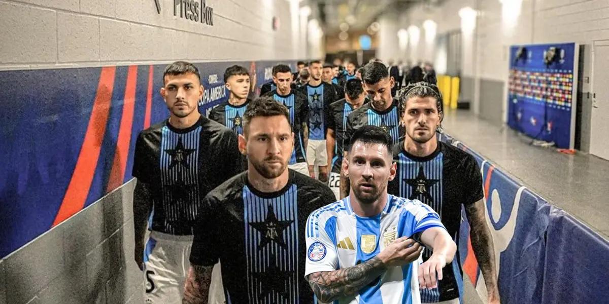 Lionel Messi leads the Argentina national team players while Messi looks worried with the Argentina jersey. (Source: Messi Xtra X)