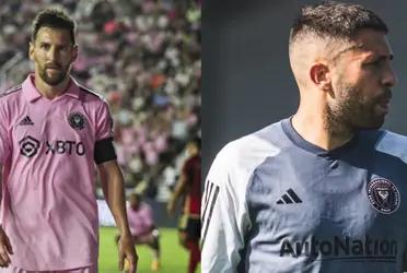 Lionel Messi reacted to Jordi Alba's first training session.