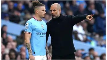 Pep Guardiola and Kalvin Philips