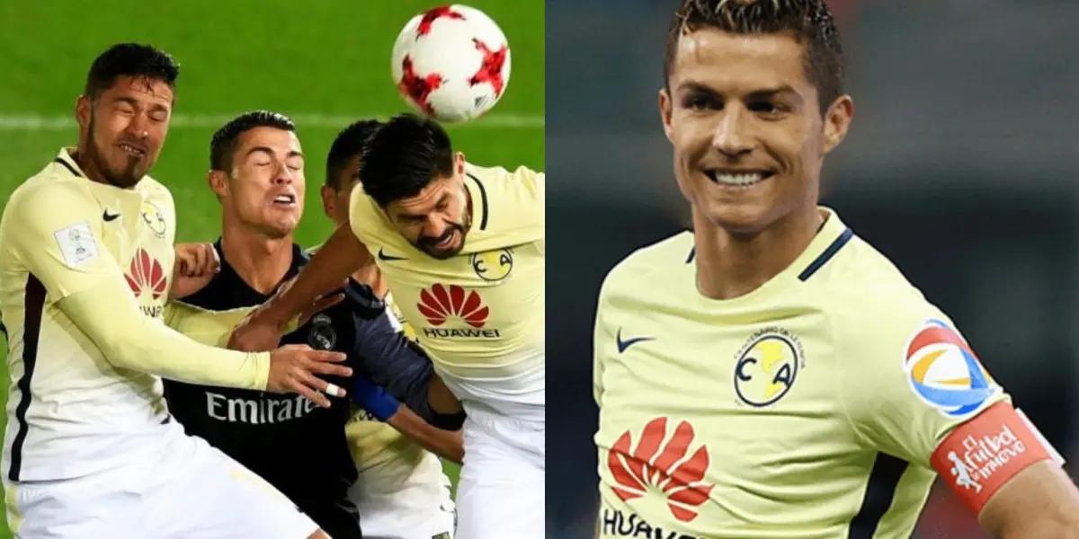Portuguese striker Cristiano Ronaldo and what he did when he had the Club América shirt