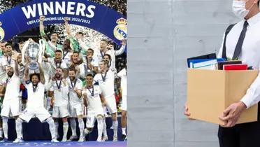 Real Madrid team celebrating the Champions League win.