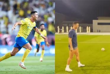 Ronaldo does what he does best and scores a free kick, similar to Ronaldo Jr`s free kick.