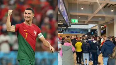Slovenian fans wait at the airport for the Cristiano Ronaldo and the Portugal national team.
