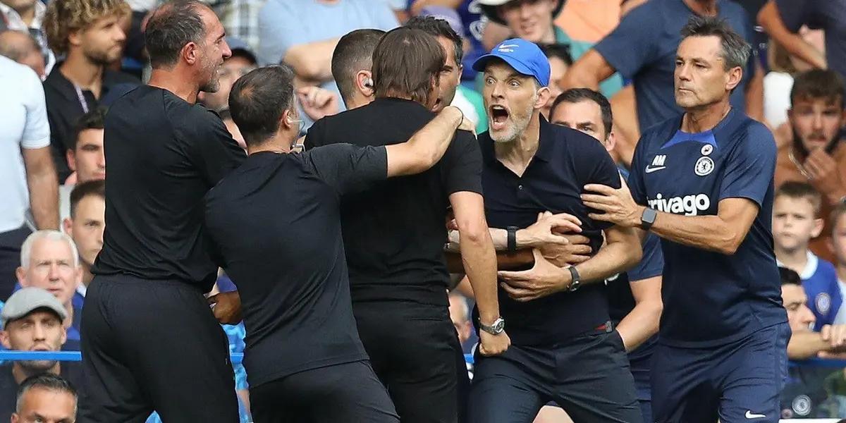 Sparks flew between the coaches of Tottenham and Chelsea, who ended up getting sent off after clashing on a couple of occasions in the match.