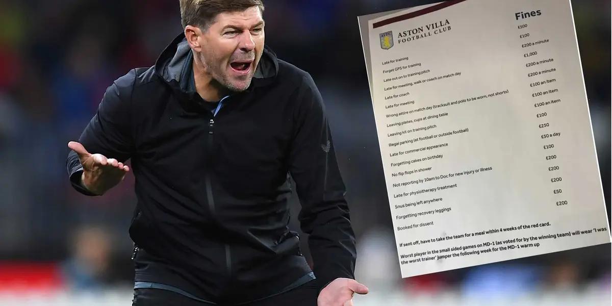 'Stevie G' has imposed a curious list of punishments for the stars of Aston Villa. There are even fines for forgetting birthday cakes.