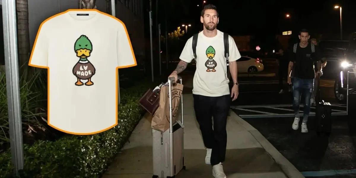 The argentinian superstar wore a very curious shirt at his arrival to Argentina's national team call and social media went mad