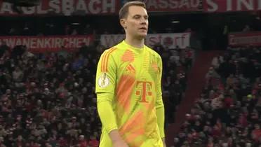 The goalkeeper was sent off during the match against Bayer Leverkusen in Germany.