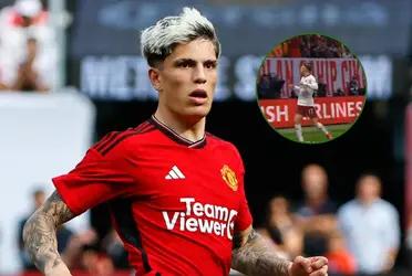 The incredible nutmeg that Garnacho receives from Trippier