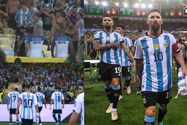 The photo in which he hits the Maracaná after the fight between Brazil and Argentina